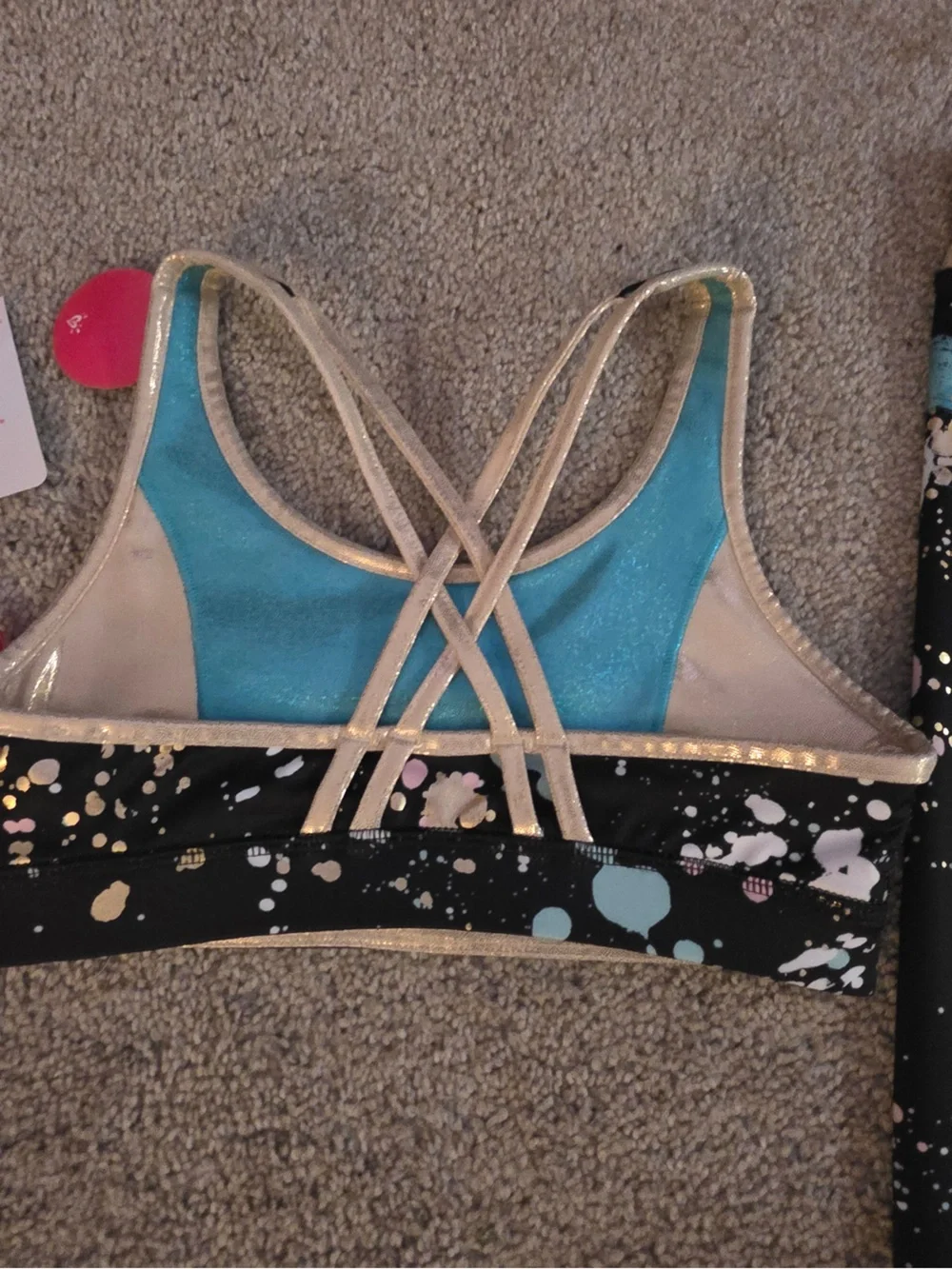 Justice 2 Piece set with Aqua Pink & Gold Paint-Splash